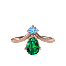 Pluvia Yüzük - Akuamarin ve yeşil kuvars 18 ayar rose altın yüzük #16m7f23
