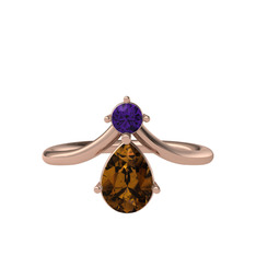 Pluvia Yüzük - Ametist ve dumanlı kuvars 18 ayar rose altın yüzük #16mnaf8