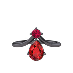 Rodolit garnet ve garnet 925 ayar siyah rodyum kaplama gümüş yüzük
