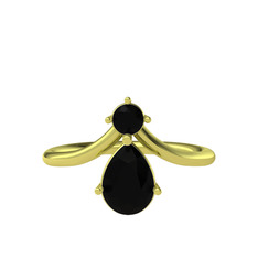 Pluvia Yüzük - Siyah zirkon 8 ayar altın yüzük #17floef