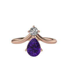 Pluvia Yüzük - Swarovski ve ametist 14 ayar rose altın yüzük #17kecp1