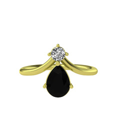 Pluvia Yüzük - Swarovski ve siyah zirkon 14 ayar altın yüzük #17nnd1r