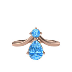 Akuamarin 8 ayar rose altın yüzük