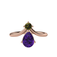 Pluvia Yüzük - Peridot ve ametist 925 ayar rose altın kaplama gümüş yüzük #19992ai