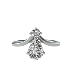 Beyaz zirkon ve swarovski 14 ayar beyaz altın yüzük