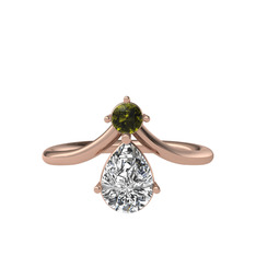 Pluvia Yüzük - Peridot ve swarovski 925 ayar rose altın kaplama gümüş yüzük #1a1qaje