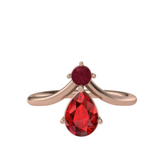 Pluvia Yüzük - Kök yakut ve garnet 18 ayar rose altın yüzük #1a9xqow