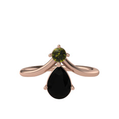 Pluvia Yüzük - Peridot ve siyah zirkon 18 ayar rose altın yüzük #1c5t0bm
