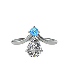 Akuamarin ve swarovski 18 ayar beyaz altın yüzük