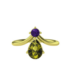 Pluvia Yüzük - Ametist ve peridot 8 ayar altın yüzük #1cwm593