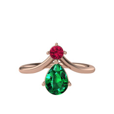 Pluvia Yüzük - Rodolit garnet ve yeşil kuvars 18 ayar rose altın yüzük #1d7razq
