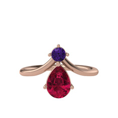 Ametist ve rodolit garnet 14 ayar rose altın yüzük