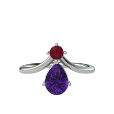 Pluvia Yüzük - Kök yakut ve ametist 925 ayar gümüş yüzük #1g3iwyp