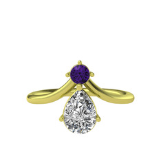 Pluvia Yüzük - Ametist ve beyaz zirkon 8 ayar altın yüzük #1hiiooo