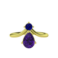 Pluvia Yüzük - Lab safir ve ametist 18 ayar altın yüzük #1hsj8jo