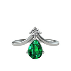Pluvia Yüzük - Swarovski ve yeşil kuvars 8 ayar beyaz altın yüzük #1i4ld7k