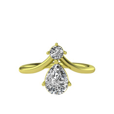 Pluvia Yüzük - Beyaz zirkon ve swarovski 14 ayar altın yüzük #1ie4vng