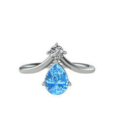 Pluvia Yüzük - Swarovski ve akuamarin 18 ayar beyaz altın yüzük #1kb5szl