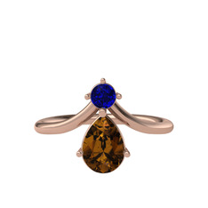 Pluvia Yüzük - Lab safir ve dumanlı kuvars 925 ayar rose altın kaplama gümüş yüzük #1kei16k