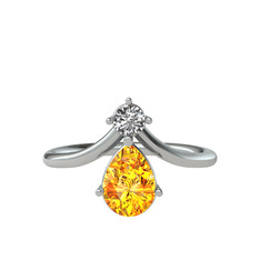 Pluvia Yüzük - Swarovski ve sitrin 18 ayar beyaz altın yüzük #1kmxu69