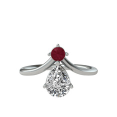 Pluvia Yüzük - Kök yakut ve swarovski 18 ayar beyaz altın yüzük #1mljx6e