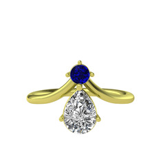 Lab safir ve swarovski 8 ayar altın yüzük