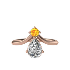 Sitrin ve swarovski 925 ayar rose altın kaplama gümüş yüzük