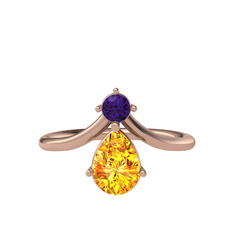 Pluvia Yüzük - Ametist ve sitrin 18 ayar rose altın yüzük #1p4wuow