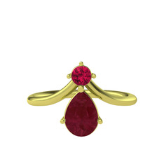 Pluvia Yüzük - Rodolit garnet ve kök yakut 8 ayar altın yüzük #1pg1r81