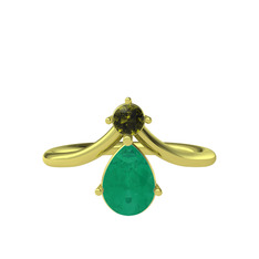 Pluvia Yüzük - Peridot ve kök zümrüt 18 ayar altın yüzük #1q4w5vx