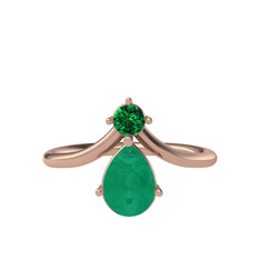 Pluvia Yüzük - Yeşil kuvars ve kök zümrüt 925 ayar rose altın kaplama gümüş yüzük #1ql213g