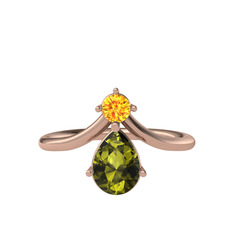 Pluvia Yüzük - Sitrin ve peridot 18 ayar rose altın yüzük #1qt6jva
