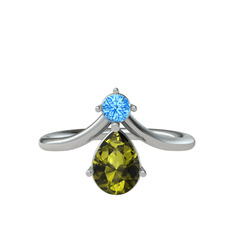 Akuamarin ve peridot 925 ayar gümüş yüzük