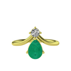 Pluvia Yüzük - Swarovski ve kök zümrüt 14 ayar altın yüzük #1rbb2t