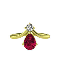 Beyaz zirkon ve rodolit garnet 18 ayar altın yüzük