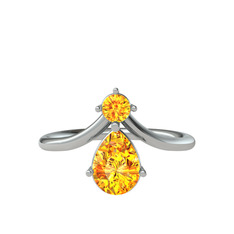 Sitrin 18 ayar beyaz altın yüzük