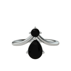 Pluvia Yüzük - Siyah zirkon 18 ayar beyaz altın yüzük #1w8xtl5