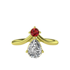 Garnet ve swarovski 18 ayar altın yüzük