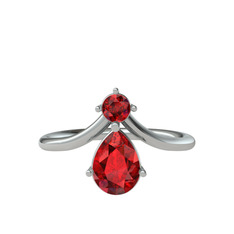 Pluvia Yüzük - Garnet 14 ayar beyaz altın yüzük #1y8d2li