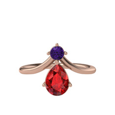 Ametist ve garnet 14 ayar rose altın yüzük