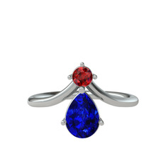 Pluvia Yüzük - Garnet ve lab safir 8 ayar beyaz altın yüzük #31qygb