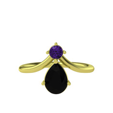 Pluvia Yüzük - Ametist ve siyah zirkon 14 ayar altın yüzük #5ejoy5