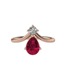 Beyaz zirkon ve rodolit garnet 925 ayar rose altın kaplama gümüş yüzük