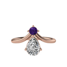 Pluvia Yüzük - Ametist ve swarovski 14 ayar rose altın yüzük #61k5xj