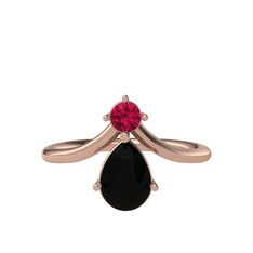 Pluvia Yüzük - Rodolit garnet ve siyah zirkon 8 ayar rose altın yüzük #6puz1g