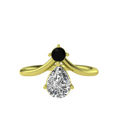 Pluvia Yüzük - Siyah zirkon ve swarovski 14 ayar altın yüzük #84lqnj