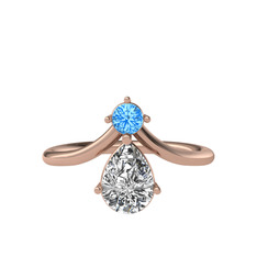 Akuamarin ve swarovski 8 ayar rose altın yüzük