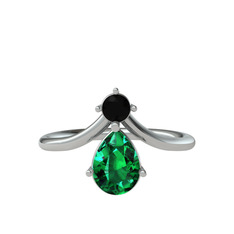 Pluvia Yüzük - Siyah zirkon ve yeşil kuvars 925 ayar gümüş yüzük #9gudyu
