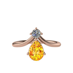 Pluvia Yüzük - Pırlanta ve sitrin 925 ayar rose altın kaplama gümüş yüzük (0.11 karat) #a7qftt