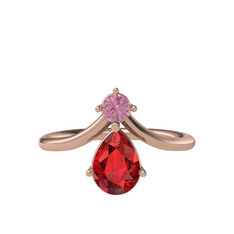 Pembe kuvars ve garnet 8 ayar rose altın yüzük
